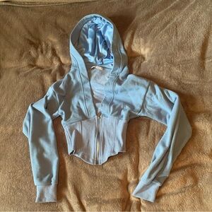 Lucy in the Sky Light Blue Cropped Hoodie Jacket